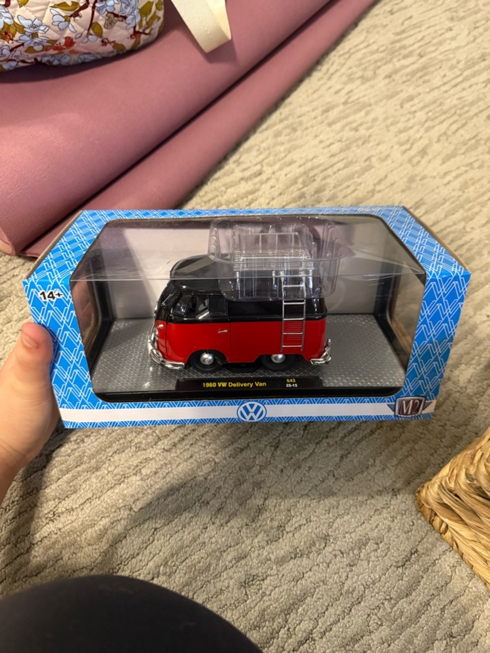 VW 1960 Delivery Van Toy - Red and Black Die-Cast Vehicle
